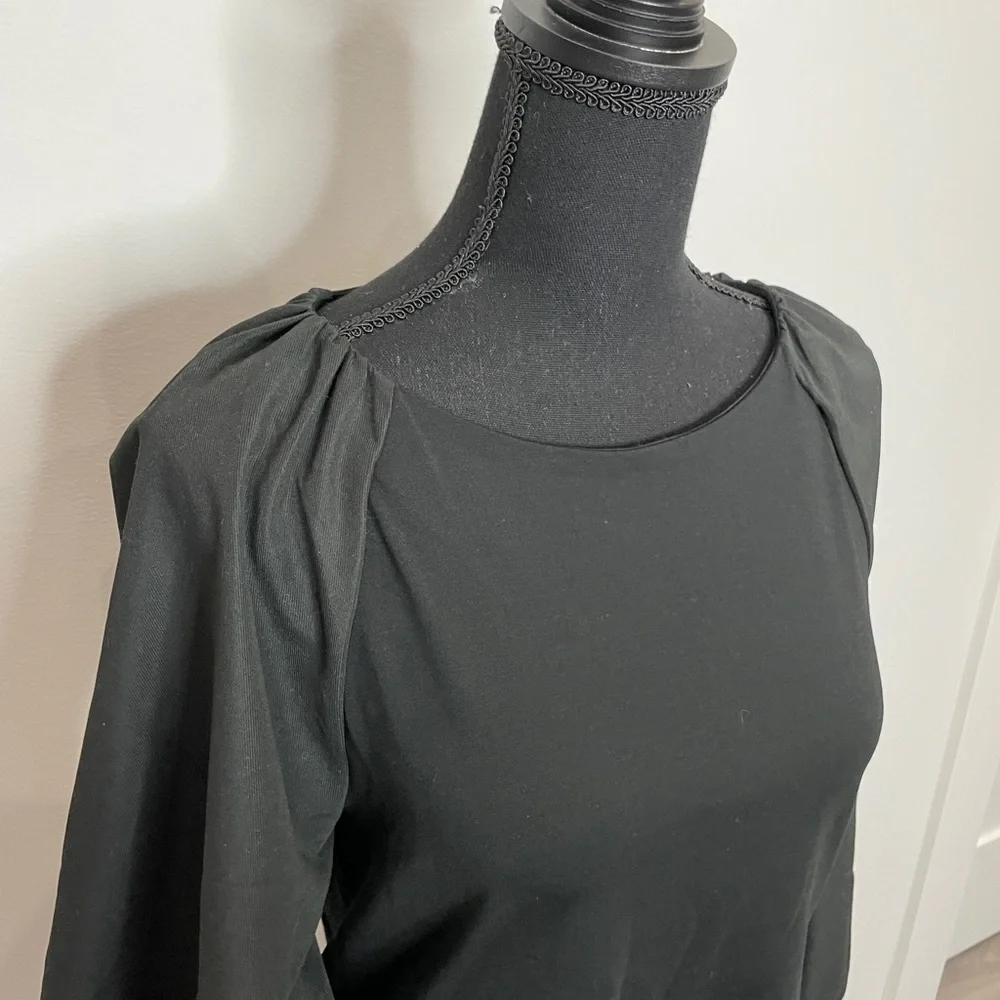 Banana Republic Black Puff Long Sleeves Open Back Blouse